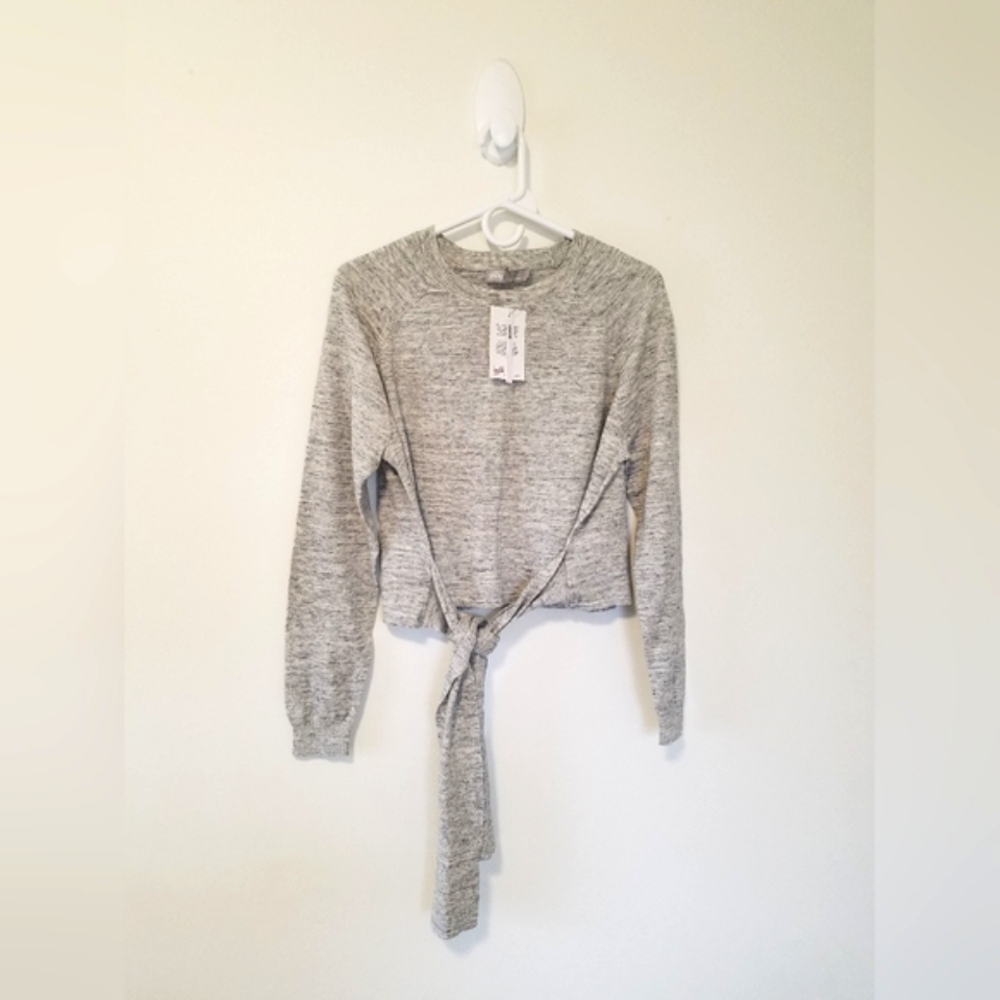 NWT ASOS 100% Cotton Cropped Sweater Tie Waist Sweater Coverup Size 8
